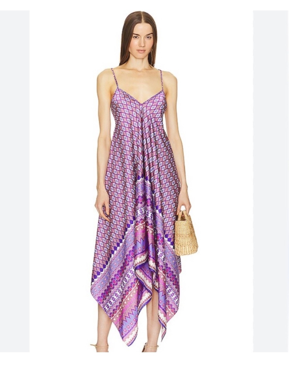 MISA LOS ANGELES Delfina Asymmetrical Dress Midi Size S